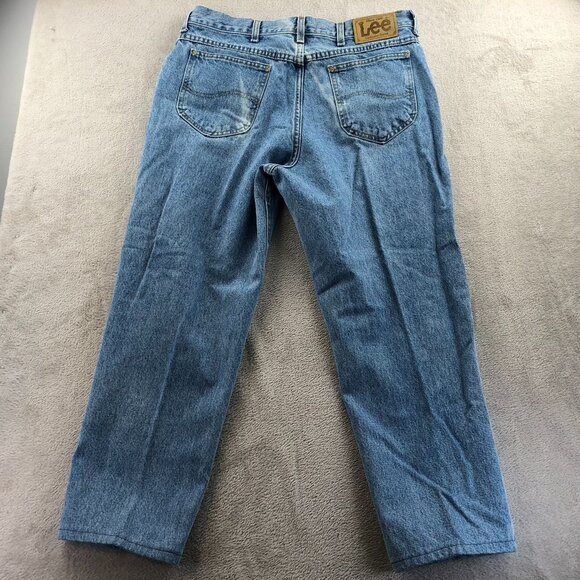 Lee Mens Jeans 36x30 Blue Denim Straight Leg Relaxed Fit Classic Casual Travel - Picture 10 of 10